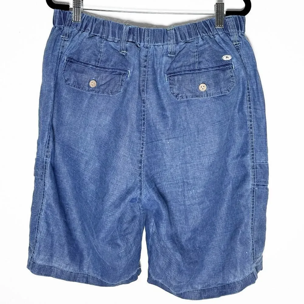 Tommy Bahama Relax Mens Linen Denim Like Cargo Shorts Pockets Lightweight Summer